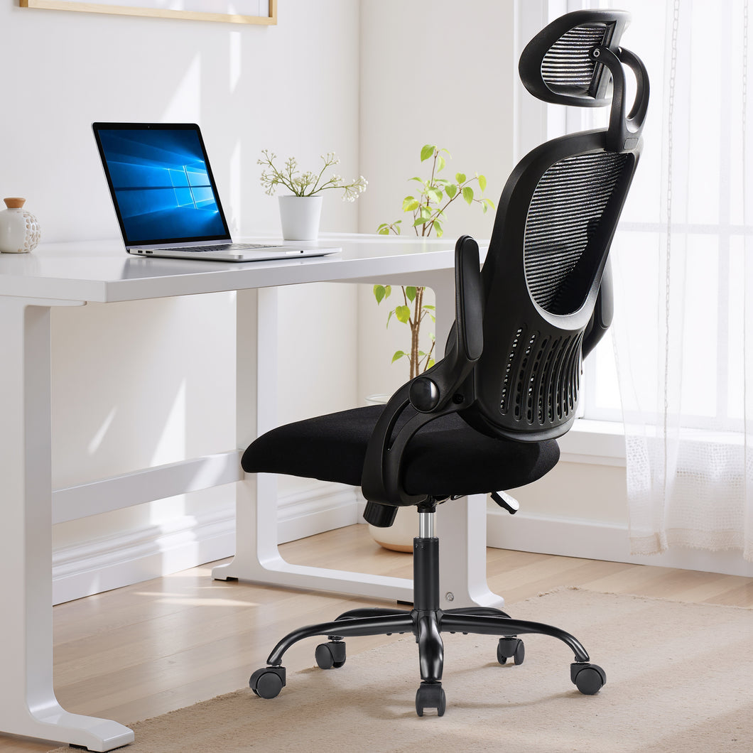 Casabay Ergonomic Office Chair, High-Back Mesh Desk Chairs with Flip-up Armrest Adjustable Headrests, Comfortable Lumbar Support, for Home, Work