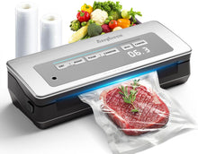 Load image into Gallery viewer, Vacuum Sealer Machine, Powerful 90kPa 120W Wide Seal All-in-1 Food Storage Sealer with 2 Bag Rolls and 5pcs Pre-cut Bags, Built-in Cutter, Bags Storage and Digital Countdown Display
