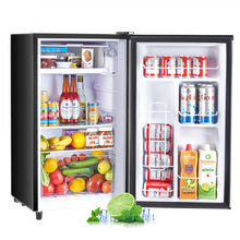 Load image into Gallery viewer, Casabay Mini Fridge with Freezer 3.2 Cu.Ft Compact Dorm Refrigerator for Kitchen, Office, Bedroom, Removable Glass Shelves Adjustable Thermostat Low Noise, 17.5&quot; D x 17.7&quot; W x 31.5&quot; H (Silver)
