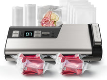 Load image into Gallery viewer, Vacuum Sealer Machine Powerful 95kPa 140W One Hand Operation Food Sealer Built-in Cutter &amp; Countdown Display Double Seal Strip with 2 Bag Rolls, 5PCS Pre-cut Bags, PULSE &amp; Marinate Enabled
