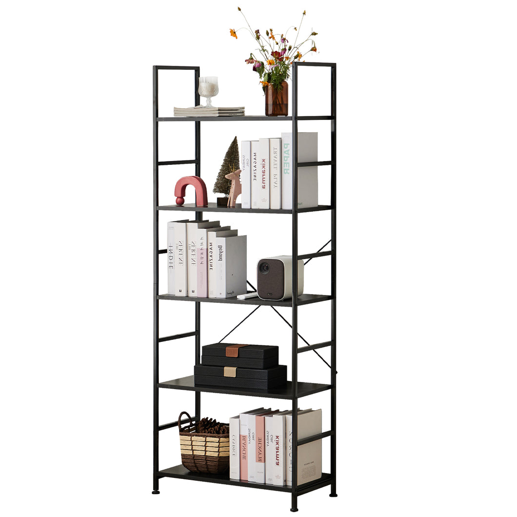 Casabay Book Shelf, 5-Tier Tall Bookcase with Steel Frame for Bedroom, Living Room, Kitchen or Home Office