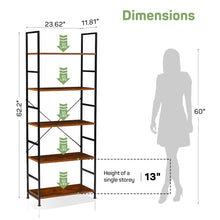 Load image into Gallery viewer, Casabay Book Shelf, 5-Tier Tall Bookcase with Steel Frame for Bedroom, Living Room, Kitchen or Home Office, Brown
