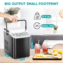 Load image into Gallery viewer, Ice Maker, Portable Countertop Ice Machine Quiet Cubes Makers with Ice Scoop, Basket and Handle Self-Cleaning, 9 Cubes in 6 Mins, 26.5lbs/24Hrs, 2 Sizes of Bullet Ice for Home Kitchen Party Office
