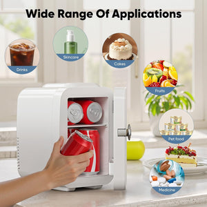 Casabay Mini Refrigerator for Bedroom, Car, Office, Dorm 4L/6 Can Cooler & Warmer Portable Small Compact Fridge for Skincare
