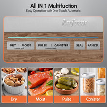 Load image into Gallery viewer, Vacuum Sealer Machine, Powerful 90kPa 120W Wide Seal All-in-1 Food Storage Sealer with 2 Bag Rolls and 5pcs Pre-cut Bags, Built-in Cutter, Bags Storage and Digital Countdown Display
