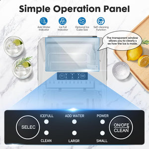 Casabay Portable Ice Maker, 9 Cubes in 6 Mins, 26 lbs/Day, Self-Cleaning, 2 Bullet Sizes, for Home & Office (White)