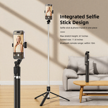 Load image into Gallery viewer, Bigleap 3-in-1 Bluetooth Selfie Stick &amp; Tripod (1.7M) - Wireless Remote, 360° Rotation Phone Mount for Streaming, Vlog, Travel
