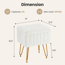 Load image into Gallery viewer, Casabay Vanity Stool Chair with Storage, Faux Fur Footstool Ottoman with Metal Legs &amp; Anti-Slip Adjustable Feet for Bedroom, Entryway
