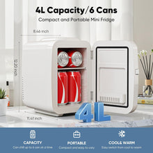 Load image into Gallery viewer, Casabay Mini Refrigerator for Bedroom, Car, Office, Dorm 4L/6 Can Cooler &amp; Warmer Portable Small Compact Fridge for Skincare
