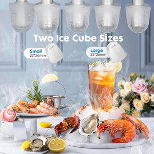Casabay Portable Ice Maker, 9 Cubes in 6 Mins, 26 lbs/Day, Self-Cleaning, 2 Bullet Sizes, for Home & Office (White)