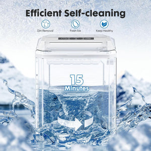 Casabay Portable Ice Maker, 9 Cubes in 6 Mins, 26 lbs/Day, Self-Cleaning, 2 Bullet Sizes, for Home & Office (White)