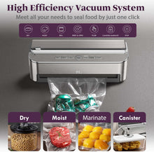 Load image into Gallery viewer, Vacuum Sealer Machine 85kPa 120W Powerful Sealing System, Automatic Food Sealer with 2 Bag Rolls and 5pcs Pre-cut Bags, Built-in Cutter, Bags Storage, Moist Mode and Air Suction Hose
