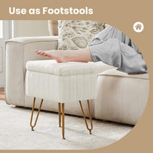 Load image into Gallery viewer, Casabay Vanity Stool Chair with Storage, Faux Fur Footstool Ottoman with Metal Legs &amp; Anti-Slip Adjustable Feet for Bedroom, Entryway
