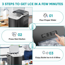 Load image into Gallery viewer, Ice Maker, Portable Countertop Ice Machine Quiet Cubes Makers with Ice Scoop, Basket and Handle Self-Cleaning, 9 Cubes in 6 Mins, 26.5lbs/24Hrs, 2 Sizes of Bullet Ice for Home Kitchen Party Office
