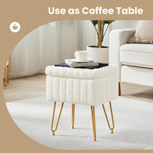 Load image into Gallery viewer, Casabay Vanity Stool Chair with Storage, Faux Fur Footstool Ottoman with Metal Legs &amp; Anti-Slip Adjustable Feet for Bedroom, Entryway
