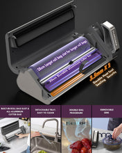 Load image into Gallery viewer, Vacuum Sealer Machine Powerful 95kPa 140W One Hand Operation Food Sealer Built-in Cutter &amp; Countdown Display Double Seal Strip with 2 Bag Rolls, 5PCS Pre-cut Bags, PULSE &amp; Marinate Enabled
