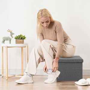 Casabay Storage Ottoman Bench, 30 Inches Foldable Storage Footrest with Padded Seat for Bedroom End of Bed, Living Room
