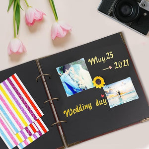 Dreamlify Scrapbook Photo Album, 50 Pages (10x10") DIY Leather Photo Album Self Adhesive Pages Heart Cover Scrapbook, Baby Scrapbook Album Wedding Guest Book, School Memory Book