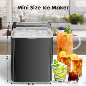 Casabay Portable Ice Maker, 9 Cubes in 6 Mins, 26 lbs/Day, Self-Cleaning, 2 Bullet Sizes, for Home & Office