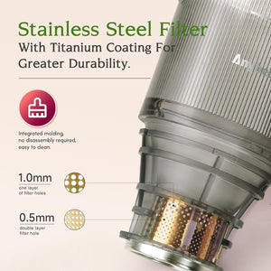 Cold Press Juicer, 200W Masticating Slow Juicer BPA Free 4.3" Large Feed Chute for Whole Fruits Vegetables with Upgraded Auger, Tritan Material, Juice Recipes, Silver