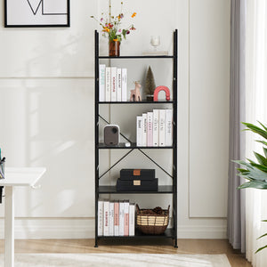 Casabay Book Shelf, 5-Tier Tall Bookcase with Steel Frame for Bedroom, Living Room, Kitchen or Home Office