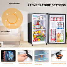 Load image into Gallery viewer, Casabay Mini Fridge with Freezer 3.2 Cu.Ft Compact Dorm Refrigerator for Kitchen, Office, Bedroom, Removable Glass Shelves Adjustable Thermostat Low Noise, 17.5&quot; D x 17.7&quot; W x 31.5&quot; H (Silver)
