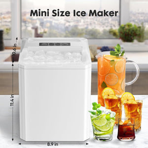 Casabay Portable Ice Maker, 9 Cubes in 6 Mins, 26 lbs/Day, Self-Cleaning, 2 Bullet Sizes, for Home & Office (White)