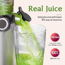 Load image into Gallery viewer, Cold Press Juicer, 200W Masticating Slow Juicer BPA Free 4.3&quot; Large Feed Chute for Whole Fruits Vegetables with Upgraded Auger, Tritan Material, Juice Recipes, Silver
