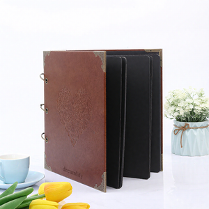 Dreamlify Scrapbook Photo Album, 50 Pages (10x10") DIY Leather Photo Album Self Adhesive Pages Heart Cover Scrapbook, Baby Scrapbook Album Wedding Guest Book, School Memory Book
