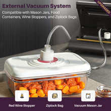 Load image into Gallery viewer, Vacuum Sealer Machine Powerful 90Kpa Precision 6-in-1 Food Preservation System with 2 Bag Rolls &amp; 5 Pre-cut Bags, Widened 12mm Sealing Strip, Built-in Cutter, Dry&amp;Moist Modes, Compact Design, Silver
