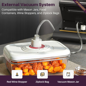 Vacuum Sealer Machine Powerful 90Kpa Precision 6-in-1 Food Preservation System with 2 Bag Rolls & 5 Pre-cut Bags, Widened 12mm Sealing Strip, Built-in Cutter, Dry&Moist Modes, Compact Design, Silver