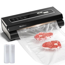 Load image into Gallery viewer, Vacuum Sealer Machine Powerful 90Kpa Precision 6-in-1 Food Preservation System with 2 Bag Rolls &amp; 5 Pre-cut Bags, Widened 12mm Sealing Strip, Built-in Cutter, Dry&amp;Moist Modes, Compact Design, Silver
