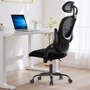 Casabay Ergonomic Office Chair, High-Back Mesh Desk Chairs with Flip-up Armrest Adjustable Headrests, Comfortable Lumbar Support, for Home, Work