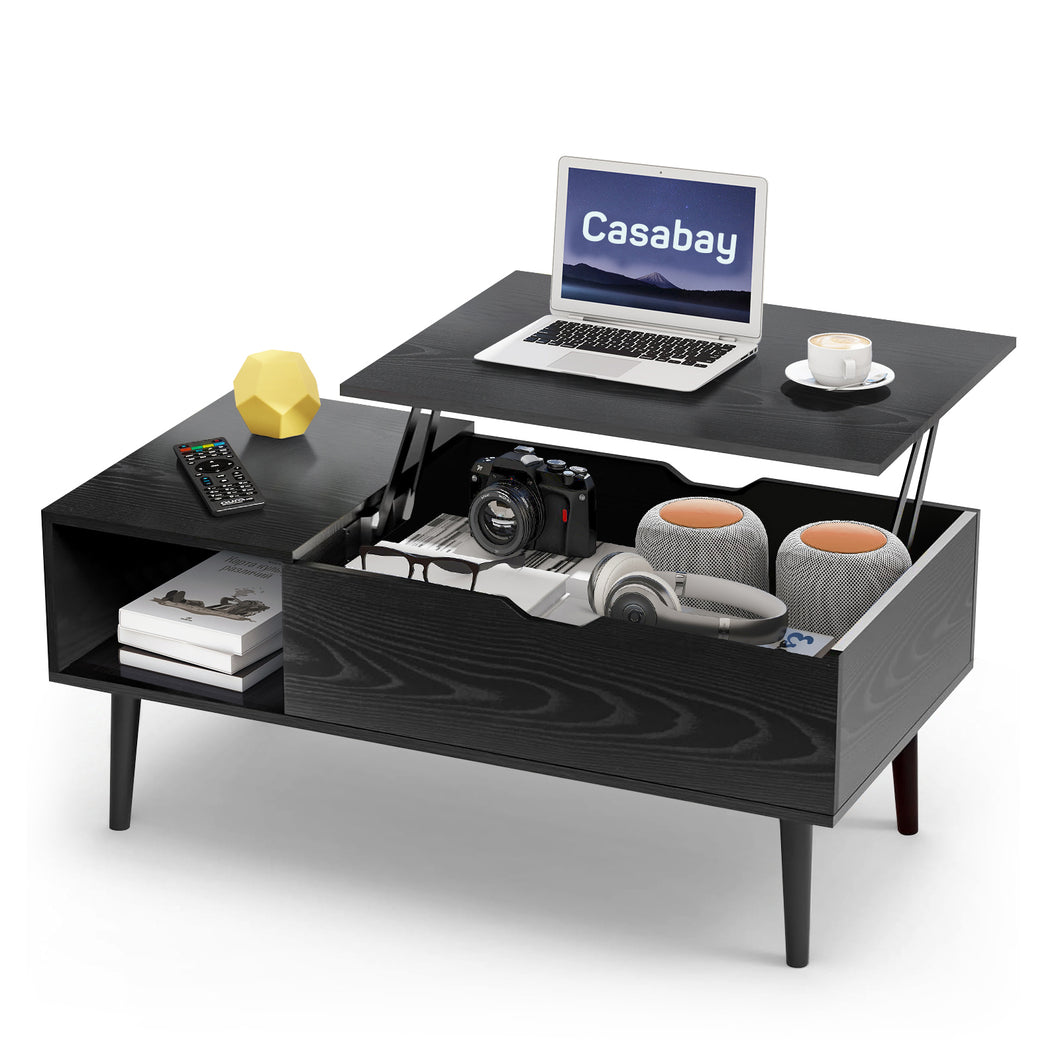 Lift Top Coffee Tables for Living Room, Small Modern Wooden Center Tables with Storage Shelf and Hidden Compartment