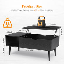 Load image into Gallery viewer, Lift Top Coffee Tables for Living Room, Small Modern Wooden Center Tables with Storage Shelf and Hidden Compartment
