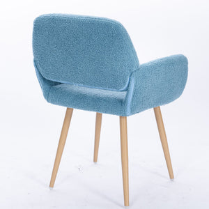 Casabay Dining Chair Mid-Century Side Chair with Upholstered Padded Seats & Wooden Legs for Kitchen Living Dining Room (Blue)