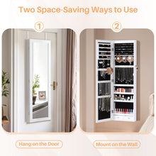 Load image into Gallery viewer, Jewelry Organizer Cabinet, 47.2-Inch Jewelry Armoire Wall or Door Mounted Lockable with Full-Length Mirror, 6 LEDs Large Capacity for Jewelry Storage
