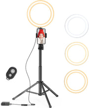 Load image into Gallery viewer, 9 inch Ring Light with Stand and Phone Holder, 50&quot; Tripod with Remote

