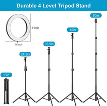 Load image into Gallery viewer, 9 inch Ring Light with Stand and Phone Holder, 50&quot; Tripod with Remote
