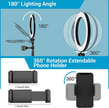 Load image into Gallery viewer, 9 inch Ring Light with Stand and Phone Holder, 50&quot; Tripod with Remote
