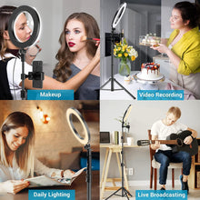 Load image into Gallery viewer, 9 inch Ring Light with Stand and Phone Holder, 50&quot; Tripod with Remote
